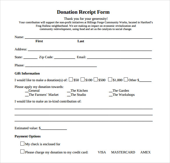 Sample Donation Receipt Template 17 Free Documents In PDF Word