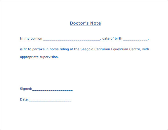 blank doctor note template
