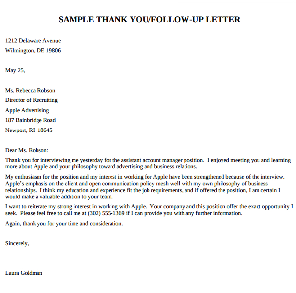 Thank You Letter For An Interview from images.sampletemplates.com