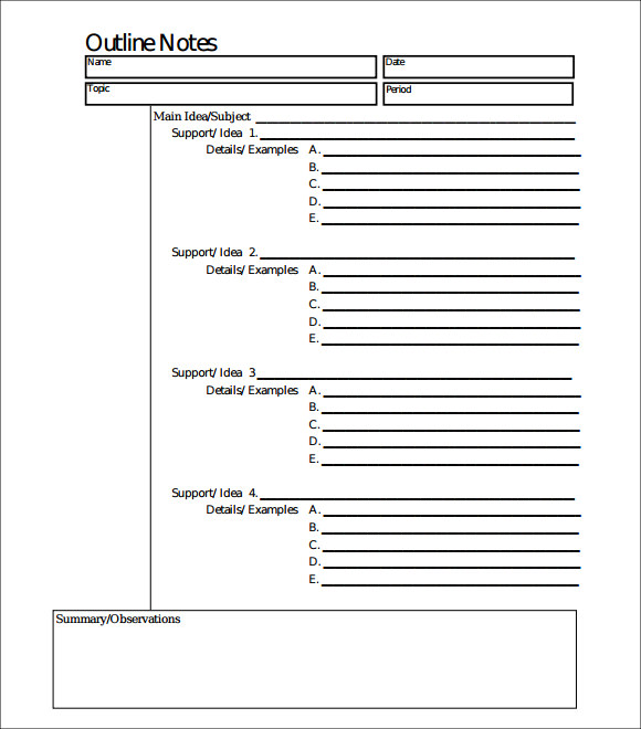outline notes template