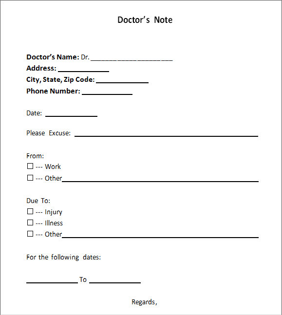 FREE 44+ Doctors Note Samples in Google Docs PDF MS Word Pages