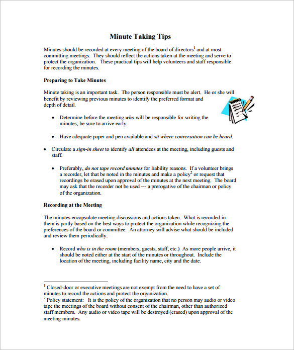 meeting minutes pdf format free download