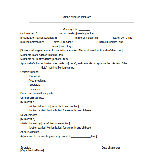 Meeting Minutes Template - 28+ Download Free Documents in 