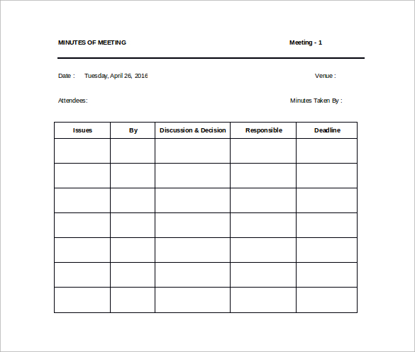 staff meeting minutes word template free download 