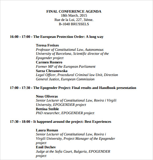 conference agenda format