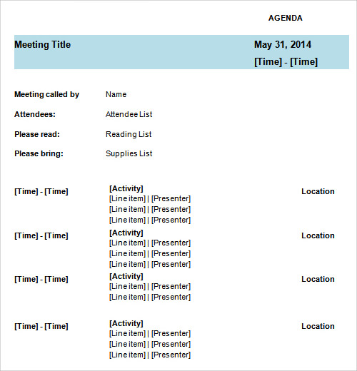 Free 41 Sample Agenda Templates In Pdf Ms Word