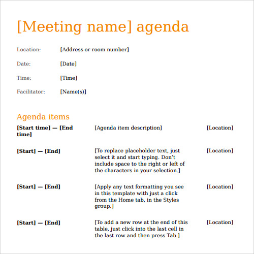 Free 41 Sample Agenda Templates In Pdf Ms Word