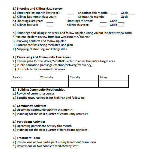 sample staff meeting agenda template