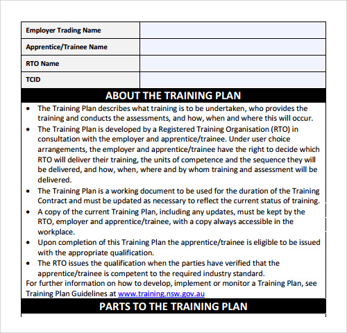 training agenda template