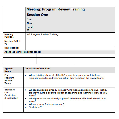 school agenda template doc