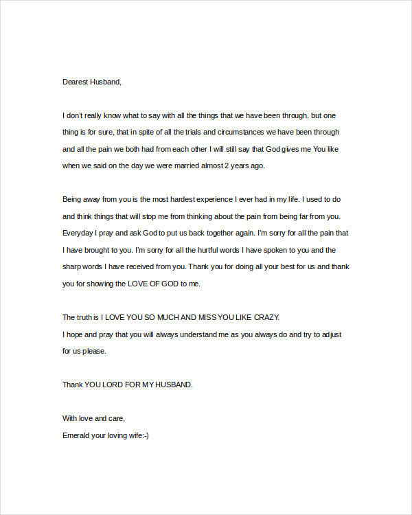 11 Sample Of Love Letters To Husband PDF Word Sample Templates   Apology Love Letter To My Husband 