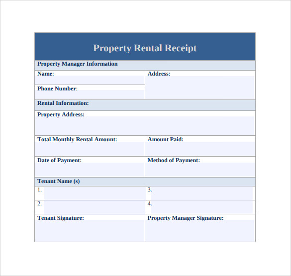 property rent receipt template