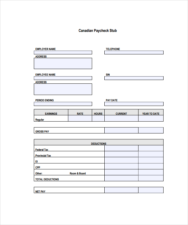 FREE 14+ Sample Editable Pay Stub Templates in PDF MS Word Excel