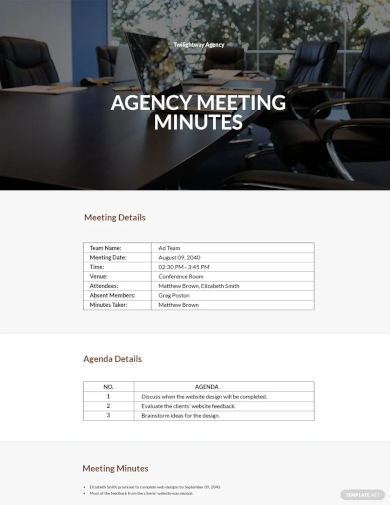 agency meeting minutes sample template