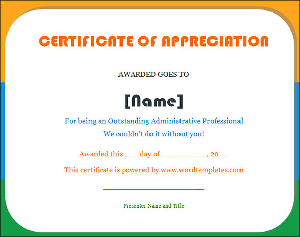 appreciation certificate template