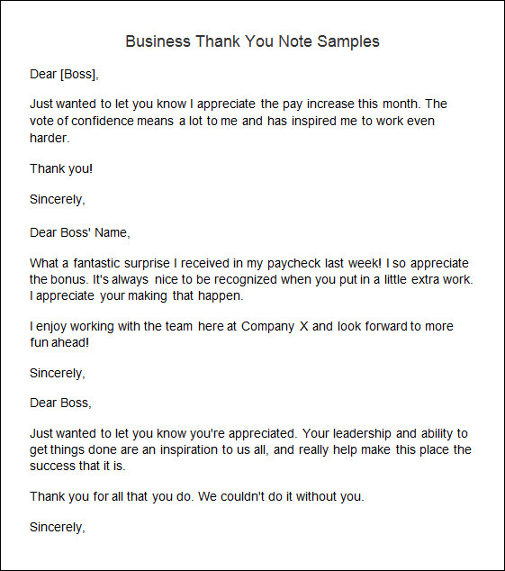 10 Sample Thank You Notes Sample Templates