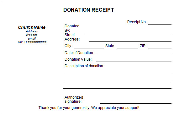 church donation receipt template