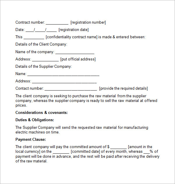 confidentiality contract template1