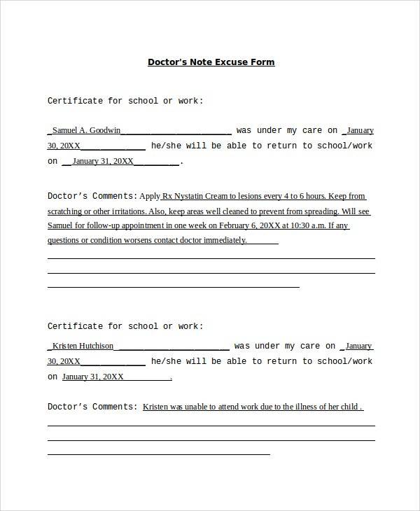 Free 33 Doctors Note Samples In Google Docs Pdf Word