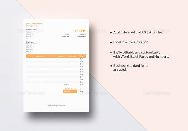 editable contractor receipt template