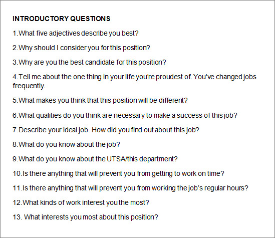 introductory questions