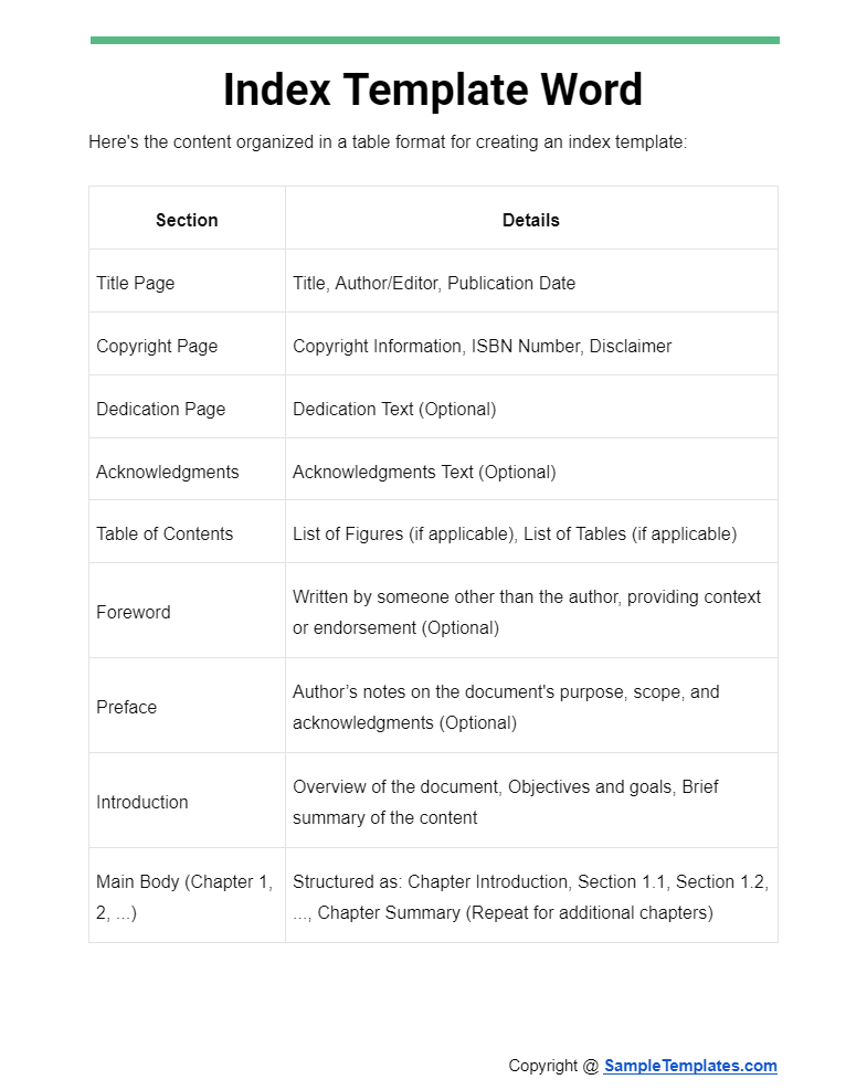 index template word