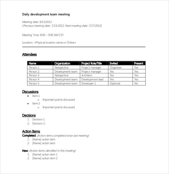 meeting minutes action items template