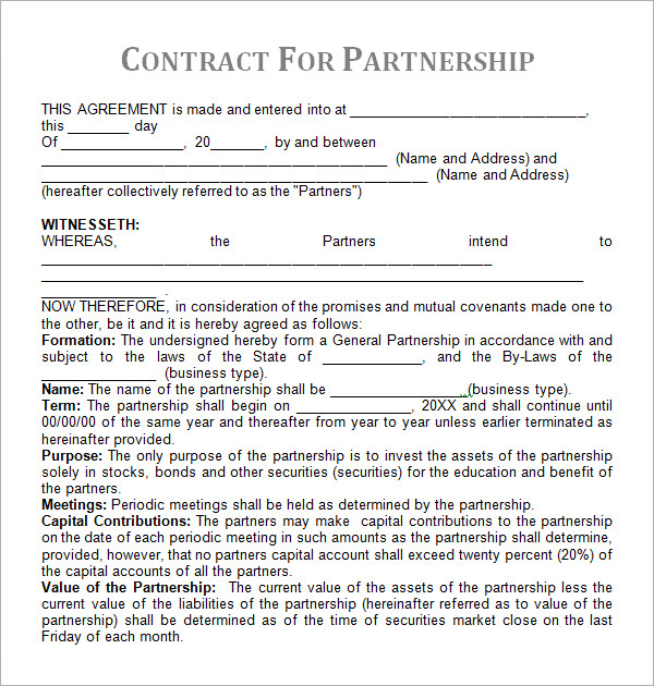 partnership contract template2