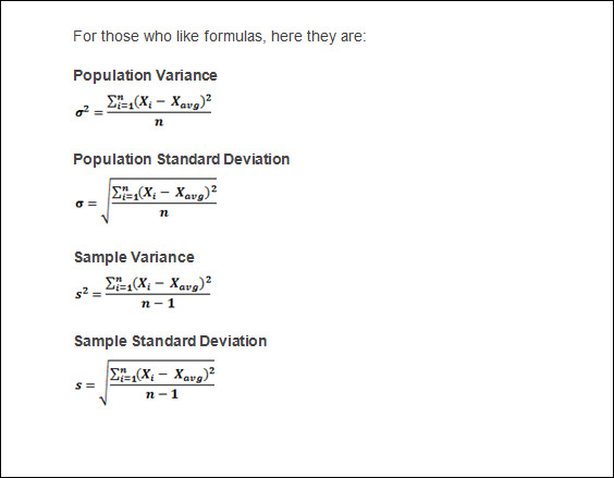 population sample variance