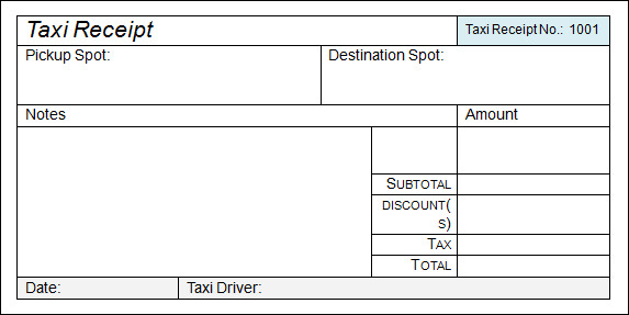 Receipt Taxi Template Simple Receipt Forms