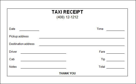 Printable Blank Taxi Receipt Printable Word Searches