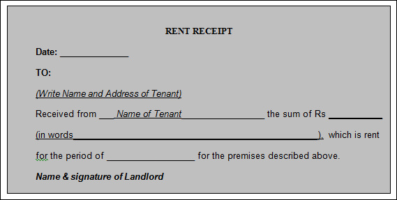 house rent receipt india