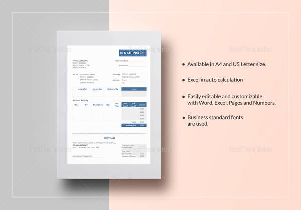 rental invoice template1