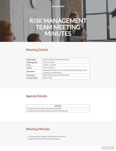 risk management meeting minutes template