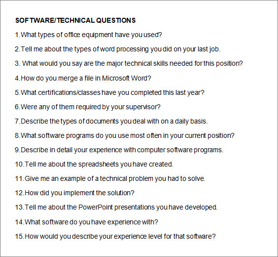 10+ Free Sample Interview Questions | Sample Templates