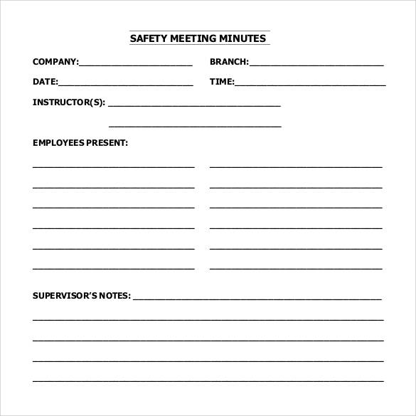 safety meeting minutes template