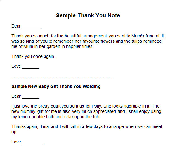 Sending Thank You Notes   Sample Thank You Note 