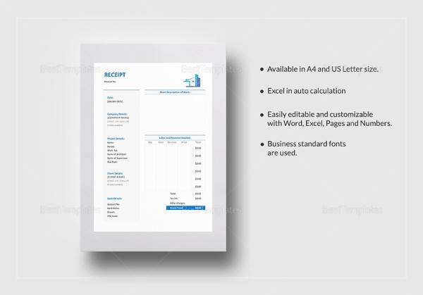 simple construction receipt template