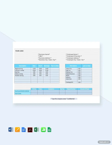 simple employee pay stub template