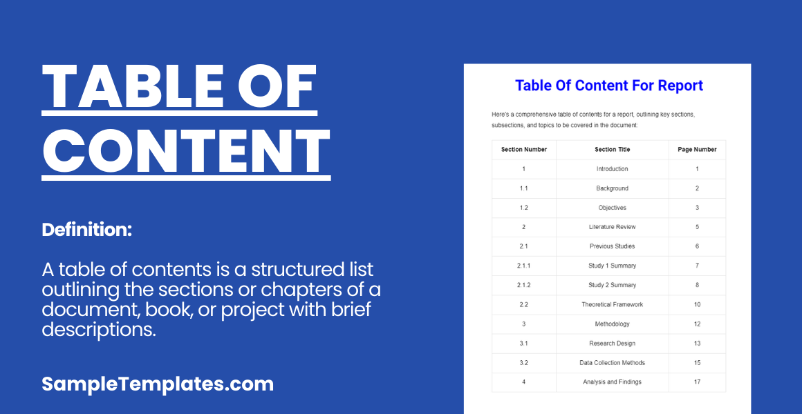 table of content