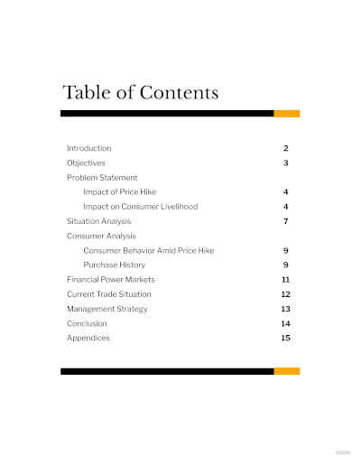 table of contents for white papers