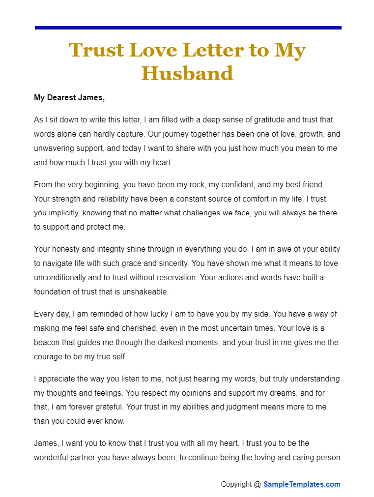 trust love letter to my husband