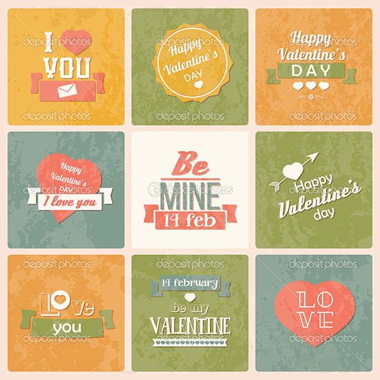 valentine s day vintage design labels