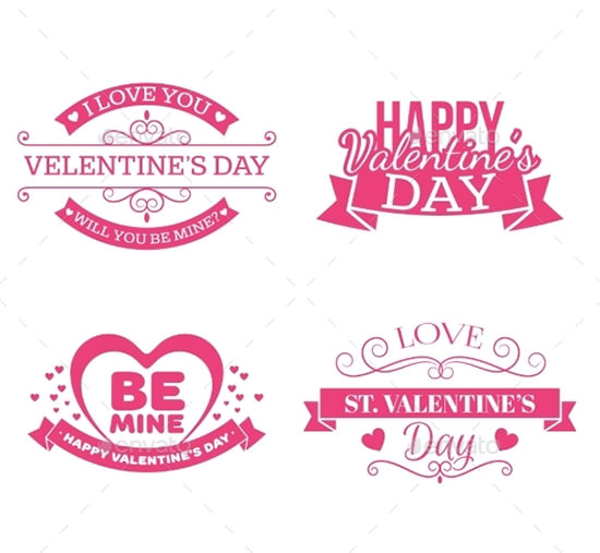 valentines day set of labels