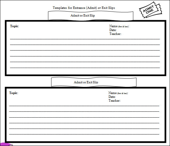 blank admission ticket