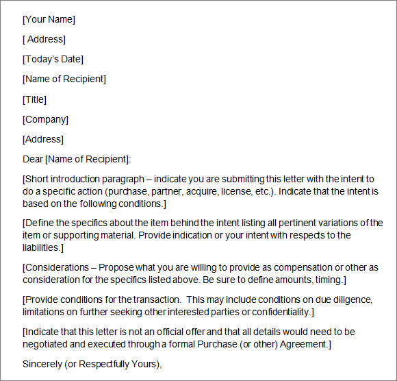 Letter Of Intent Introduction 6623