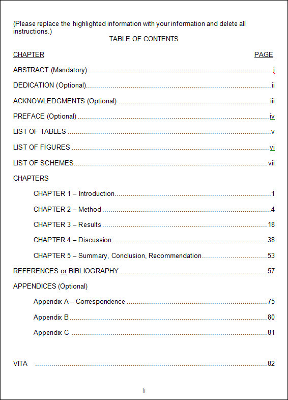 microsoft word table of contents formatting spacing