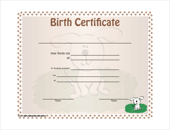 birth certificate for puppies pdf free download