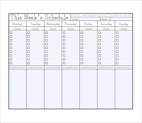 Free Monthly Chore Chart Printables