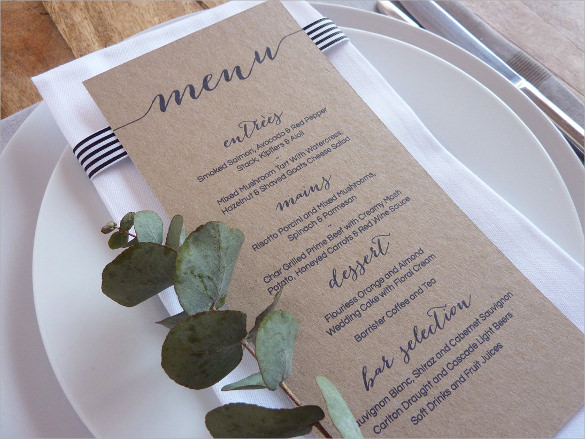 best wedding menu template